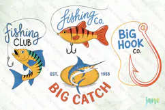Minimalist vintage-style Fishing SVG PNG Product Image 1