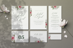 minimalist wedding card invitation set with roses flower Product Image 1