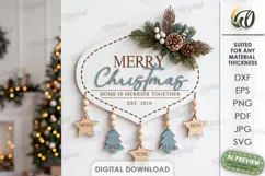 Minimalist Christmas Door Sign Lasercut. Merry Christmas SVG Product Image 1