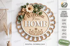 Welcome Door Sign Laser Cut. Welcome To Our Home SVG Product Image 1