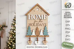 Holiday Door Sign Laser Cut. Wall Hanger. Home Sign SVG Product Image 1