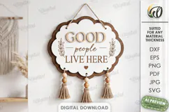 Family Welcome Door Sign Laser Cut. Wall Hanger SVG Product Image 1