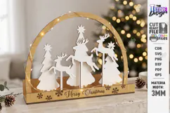 3D Minimalist Wooden and White Christmas Décor Laser Cut Product Image 1