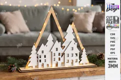 3D Minimalist Wooden and White Christmas Décor Laser Cut Product Image 1