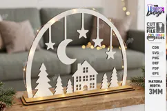 3D Minimalist Wooden and White Christmas Décor Laser Cut Product Image 1