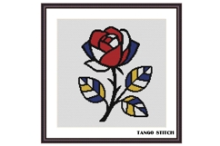 Minimalistic abstract rose flower cross stitch pattern - Tango Stitch