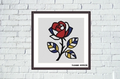 Minimalistic abstract rose flower cross stitch pattern - Tango Stitch