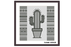 Minimalistic geometric cactus cross stitch pattern - Tango Stitch