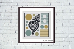 Minimalistic shell design geometric cross stitch pattern - Tango Stitch