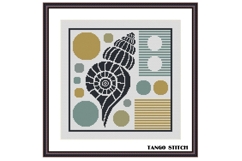 Minimalistic shell design geometric cross stitch pattern - Tango Stitch