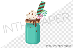 Marshmallow mint choco monster milkshake PNG EPS SVG vector Product Image 1