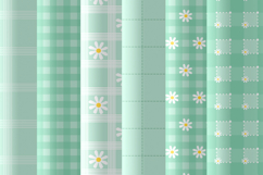 Mint green daisy gingham seamless pattern png Digital paper Product Image 3
