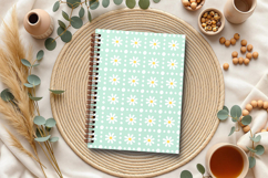 Mint green daisy seamless pattern Pastel green digital paper Product Image 2