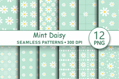 Mint green daisy seamless pattern Pastel green digital paper Product Image 1