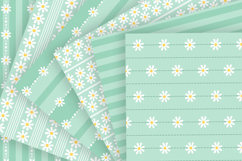 Mint green daisy striped seamless pattern png Digital paper Product Image 4