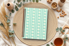 Mint green daisy striped seamless pattern png Digital paper Product Image 2