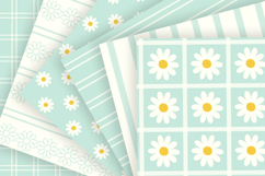 Retro mint daisy seamless patterns Digital paper png bundle Product Image 3