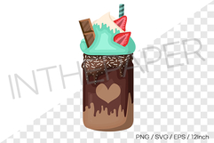 Strawberry mint choco monster milkshake PNG EPS SVG vector Product Image 1
