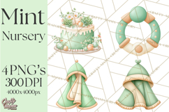 Baby Nursery Clipart PNG, Mint Cream Baby Shower Decor Product Image 1