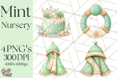 Baby Nursery Clipart PNG, Mint Cream Baby Shower Decor Product Image 1