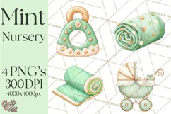 Baby Nursery Clipart PNG, Mint Cream Baby Shower Decor Product Image 1