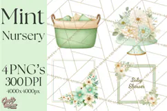 Baby Nursery Clipart PNG, Mint Cream Baby Shower Decor Product Image 1