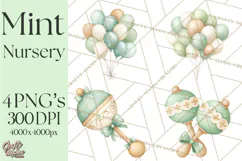Baby Nursery Clipart PNG, Mint Cream Baby Shower Decor Product Image 1