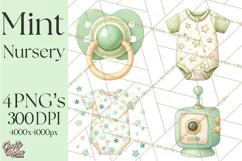 Baby Nursery Clipart PNG, Mint Cream Baby Shower Decor Product Image 1