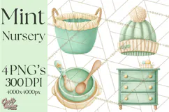 Baby Nursery Clipart PNG, Mint Cream Baby Shower Decor Product Image 1