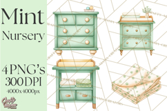 Baby Nursery Clipart PNG, Mint Cream Baby Shower Decor Product Image 1