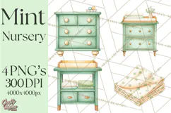 Baby Nursery Clipart PNG, Mint Cream Baby Shower Decor Product Image 1