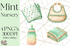 Baby Nursery Clipart PNG, Mint Cream Baby Shower Decor Product Image 1