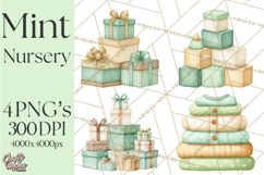 Baby Nursery Clipart PNG, Mint Cream Baby Shower Decor Product Image 1