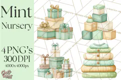 Baby Nursery Clipart PNG, Mint Cream Baby Shower Decor Product Image 1