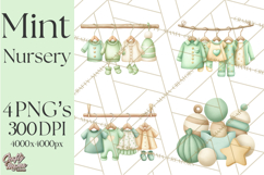 Baby Nursery Clipart PNG, Mint Cream Baby Shower Decor Product Image 1
