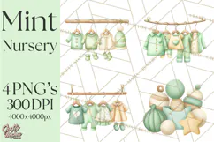 Baby Nursery Clipart PNG, Mint Cream Baby Shower Decor Product Image 1