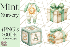 Baby Nursery Clipart PNG, Mint Cream Baby Shower Decor Product Image 1