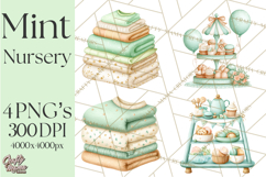 Baby Nursery Clipart PNG, Mint Cream Baby Shower Decor Product Image 1