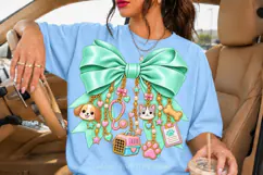 Mint Veterinarian Bow PNG with Dog and Cat Charms Product Image 2