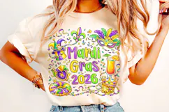 Mardi Gras 2026 PNG Sublimation, Fleur De Lis PNG, King Cake Product Image 1