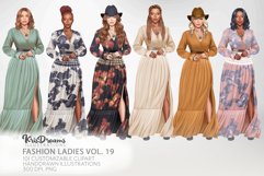 Boho Fashion Girl Clipart | Autumn Girl PNG Illustrations Product Image 1