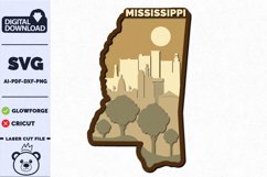 3D Layered Tropical Mississippi Sign, laser cut file Product Image 1