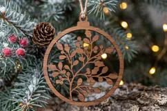 Mistletoe Christmas Ornament SVG Laser Cut Wood Winter Decor Product Image 1