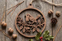 Mistletoe Christmas Ornament SVG Laser Cut Wood Winter Product Image 2