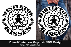 Mistletoe kisses SVG - Round Christmas Keychain Design Product Image 1