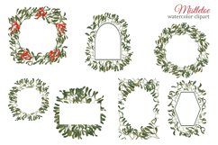 Mistletoe watercolor clipart, Christmas greenery PNG, winter Product Image 3