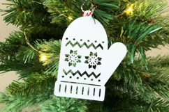 Winter mitten glove paper cut Christmas ornament SVG designs Product Image 6