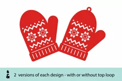 Winter mitten glove paper cut Christmas ornament SVG designs Product Image 2
