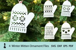 Winter mitten glove paper cut Christmas ornament SVG designs Product Image 1