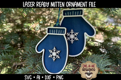 Mittens Ornament Laser Ready SVG | Holiday Winter Laser SVG Product Image 1